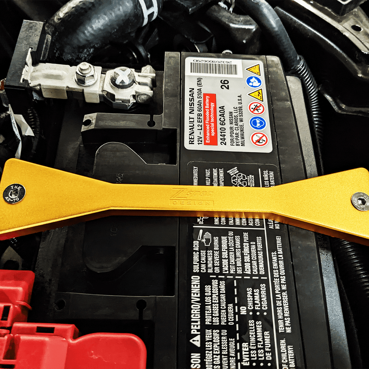 ZSPEC Battery Hold Down/Bracket for D41 Nissan Frontier, Stainless & Billet
