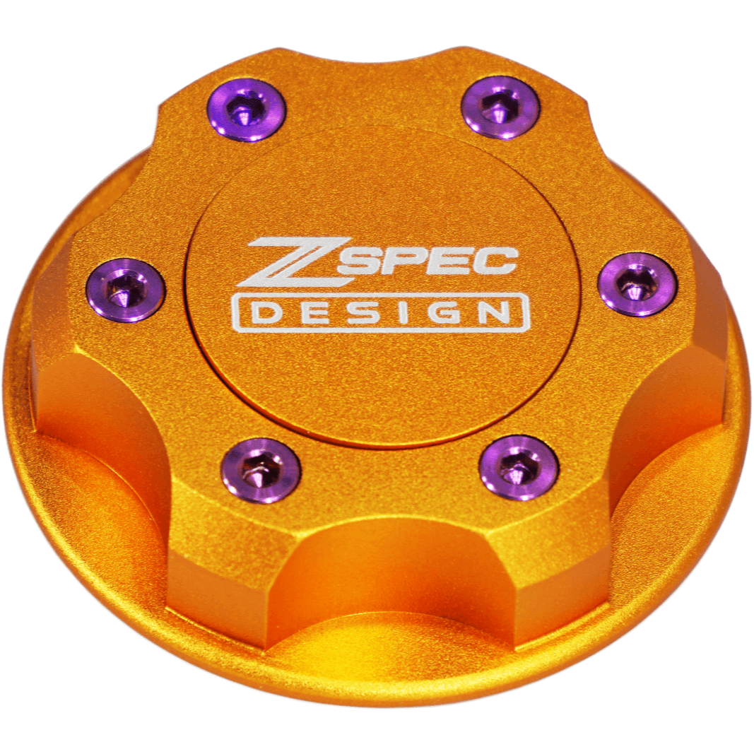 ZSPEC Billet Oil Filler Cap for Nissan/Infiniti/Datsun, Orange-Gold Cap w/Titanium Accents