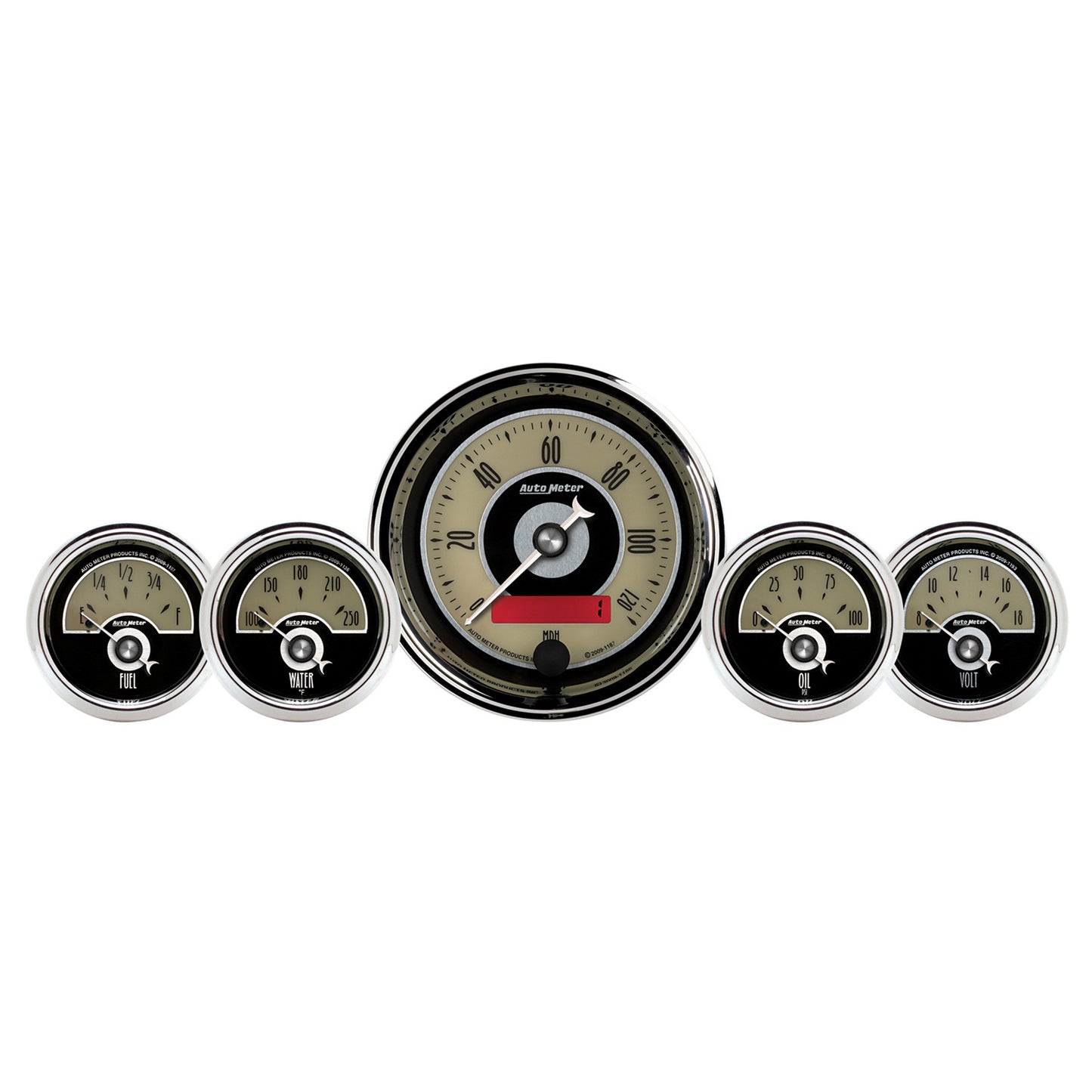 5 PC. GAUGE KIT 3-3/8 In. & 2-1/16 In.  ELEC. SPEEDOMETER CRUISER AD