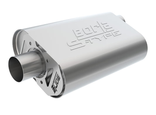CrateMuffler Muffler Ford Small Block 289/ 302/ 351W CID V8 High Output & Big Block 390/ 427/ 428/ 460 CID V8 Moderate Output FE Series 2.5in Offset Inlet/ 2.5in Center Outlet S-Type