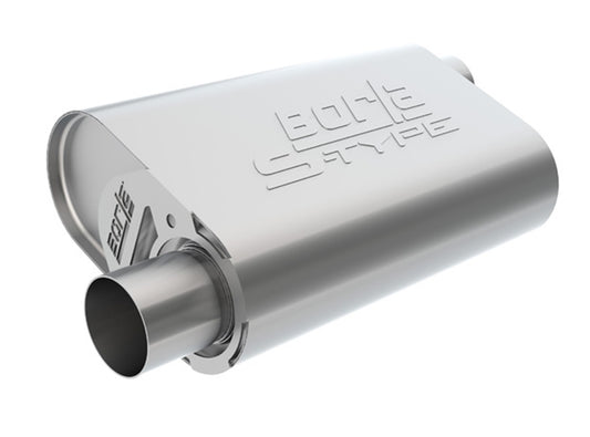 CrateMuffler Muffler Ford Small Block 289/ 302/ 351W CID V8 Stock Output 2.25in Offset Inlet/ 2.25in Offset Outlet S-Type