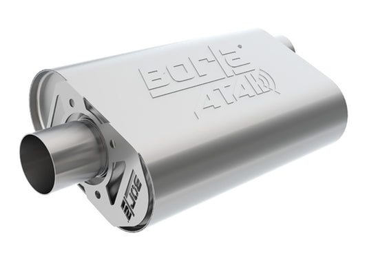CrateMuffler Muffler Ford Small Block 289/ 302/ 351W CID V8 Stock Output 2.25in Offset Inlet/ 2.25in Center Outlet ATAK