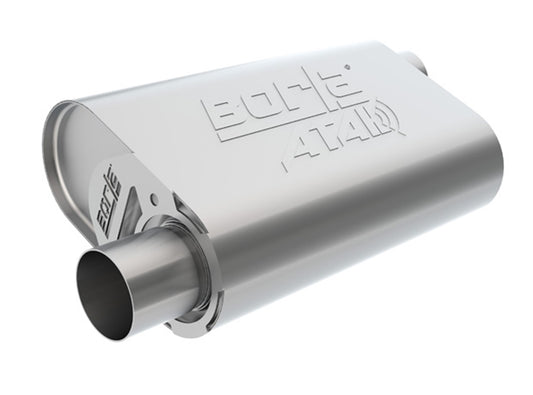 CrateMuffler Muffler Chevrolet Big Block 396/ 402/ 427 CID V8 Stock Output 2.5in Offset Inlet/ 2.5in Offset Outlet ATAK