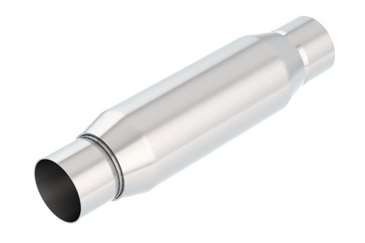 CrateMuffler Resonator 2.25in Center Inlet/ 2.25in Center Outlet 3.5in Round X 10in Long Body