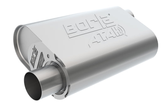 CrateMuffler Muffler Chrysler/ Dodge/ Plymouth/ Mopar Big Block 383/ 413/ 426/ 440 CID V8 Moderate Output 2.5in Offset Inlet/ 2.5in Offset Outlet ATAK