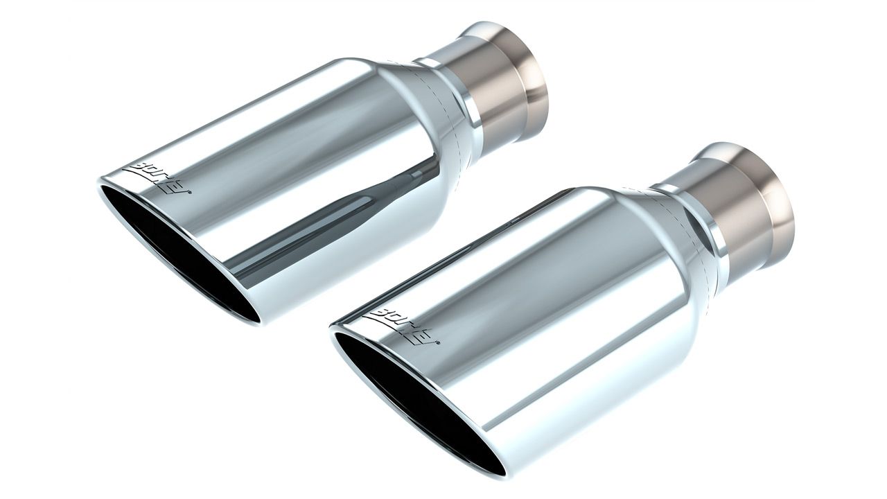 1500 TRX 2021-2023 Tip Kit Single Round Rolled Edge Angle-Cut Bright Chrome